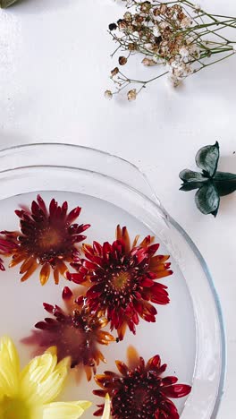 flowers in a glass bowl