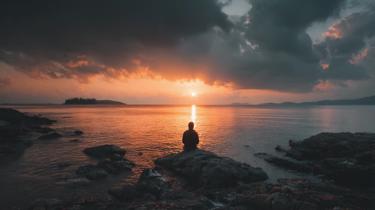 A Serene Sunset Reflection over Still Waters: A Moment of Solitude Amidst Nature's Beauty Captured in Two Frames