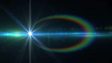 animation of blue glowing light with prism moving on black background