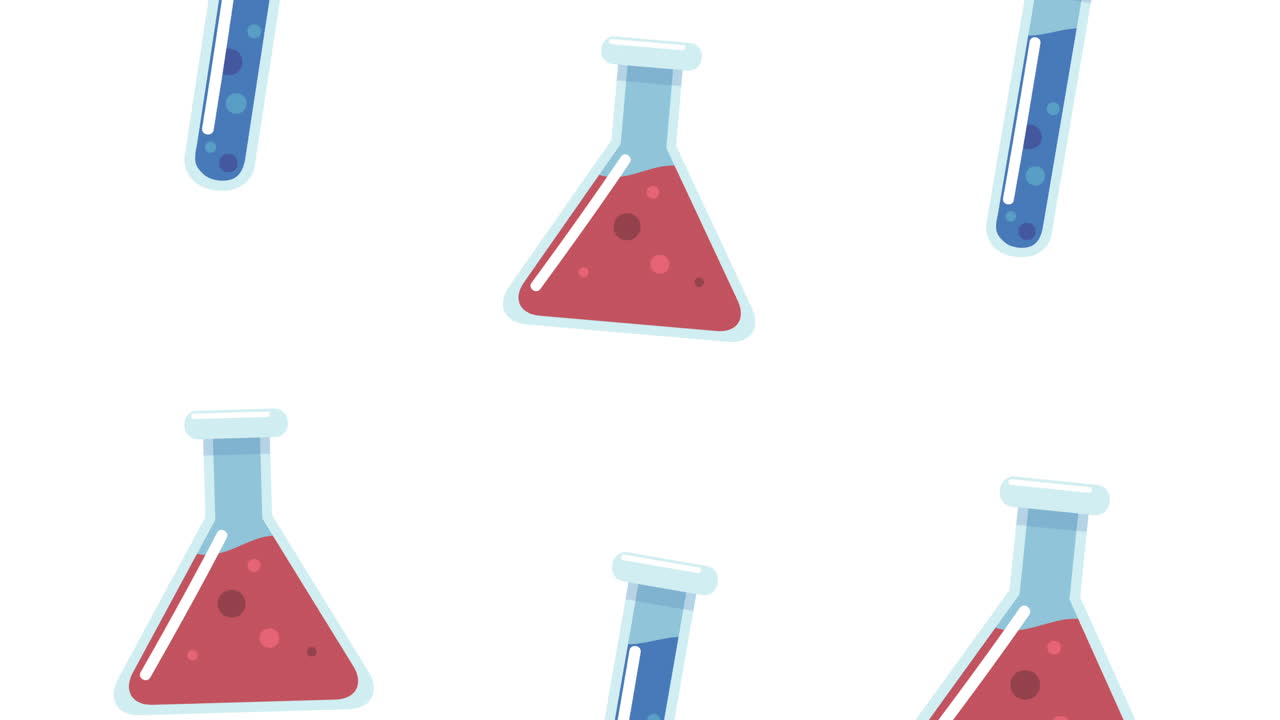 laboratory test flask and tube pattern animated