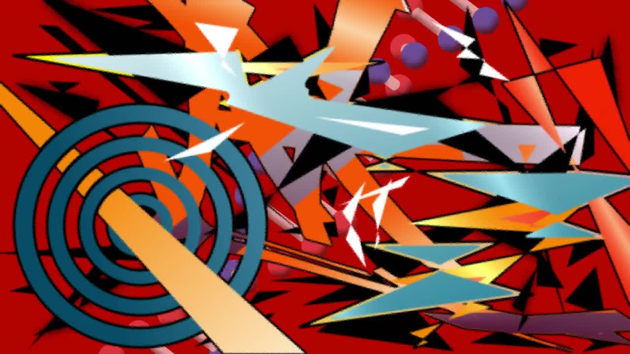 dna 가닥과 빨간색 배경에 있는 다채로운 모양의 애니메이션