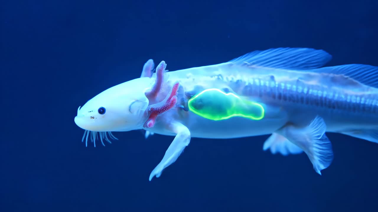 Axolotl underwater