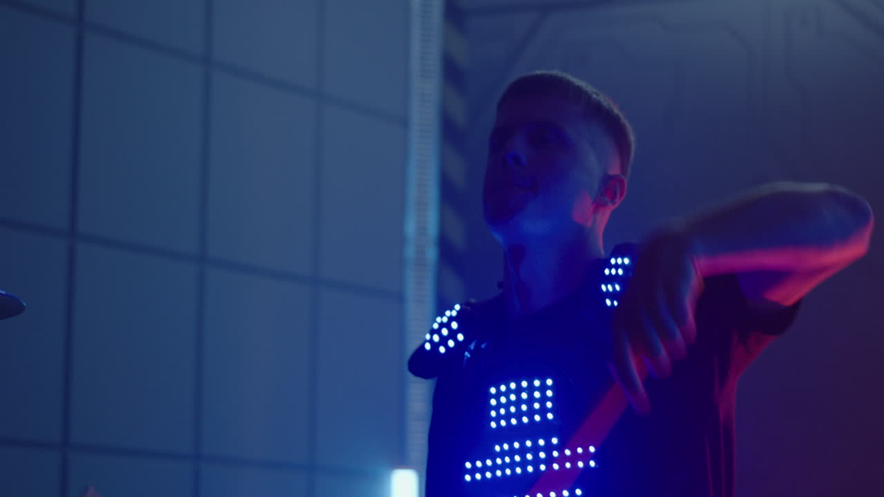 Musician with LED Vest Performance