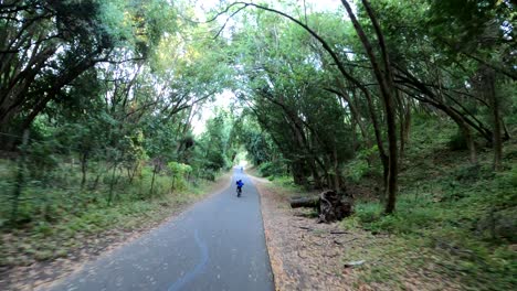 Recorriendo-Un-Carril-Bici-Panorámico-Mientras-Se-Distancia-Socialmente-Al-Aire-Libre