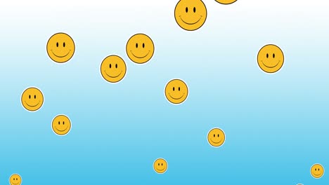 Animación-Digital-De-Múltiples-Emojis-De-Caras-Sonrientes-Flotando-Sobre-Un-Fondo-Azul-Degradado