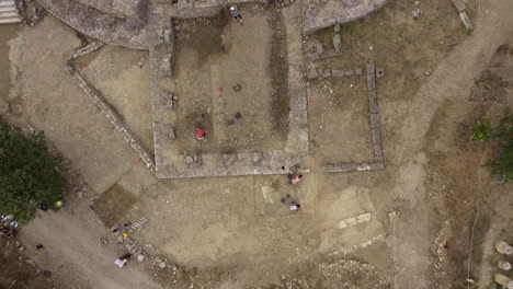 scientists working on an archaeological site oppidum murviel-les-montpellier.