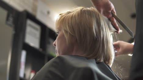 junge frau, die sich im friseursalon die haare frisiert 2