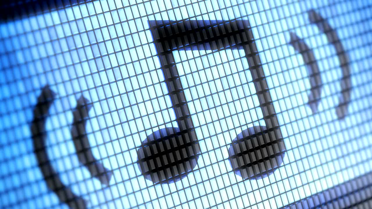 화면에 있는 음악 노트 아이콘, 4k 해상도, 루핑