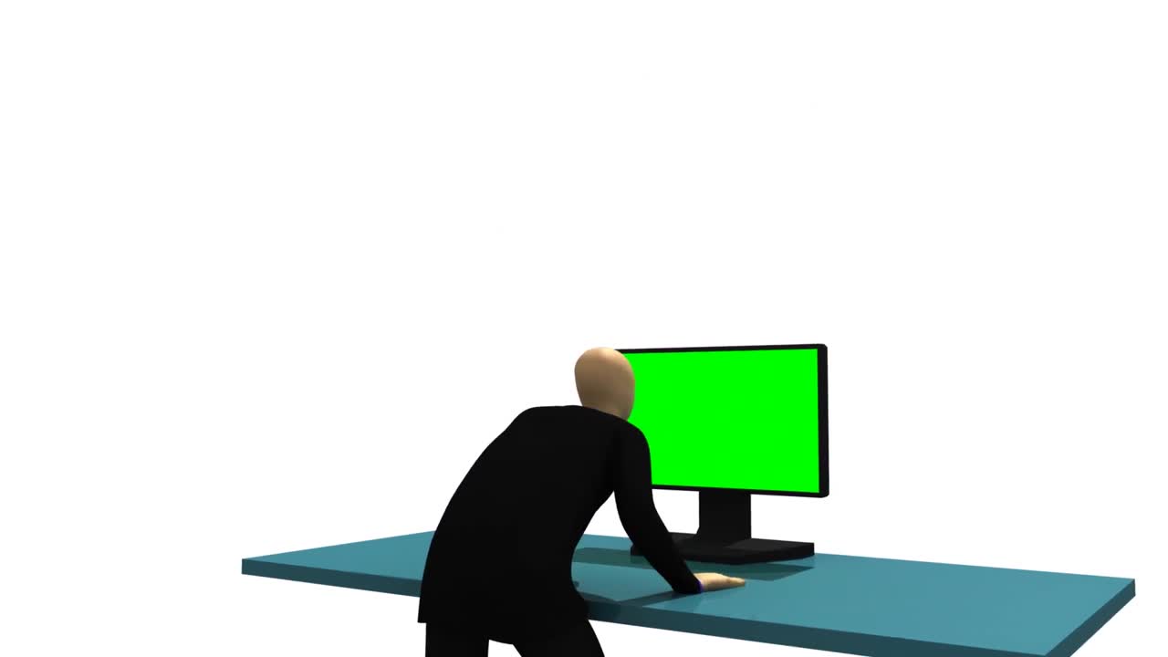 Animation presenting delighted 3d man against white background