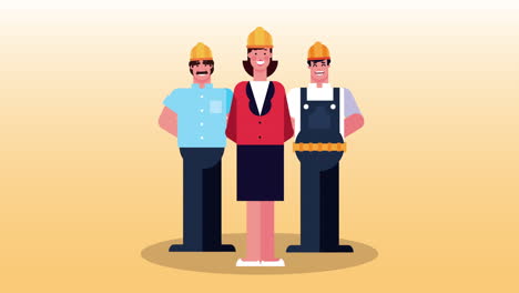 group of workers characters animation