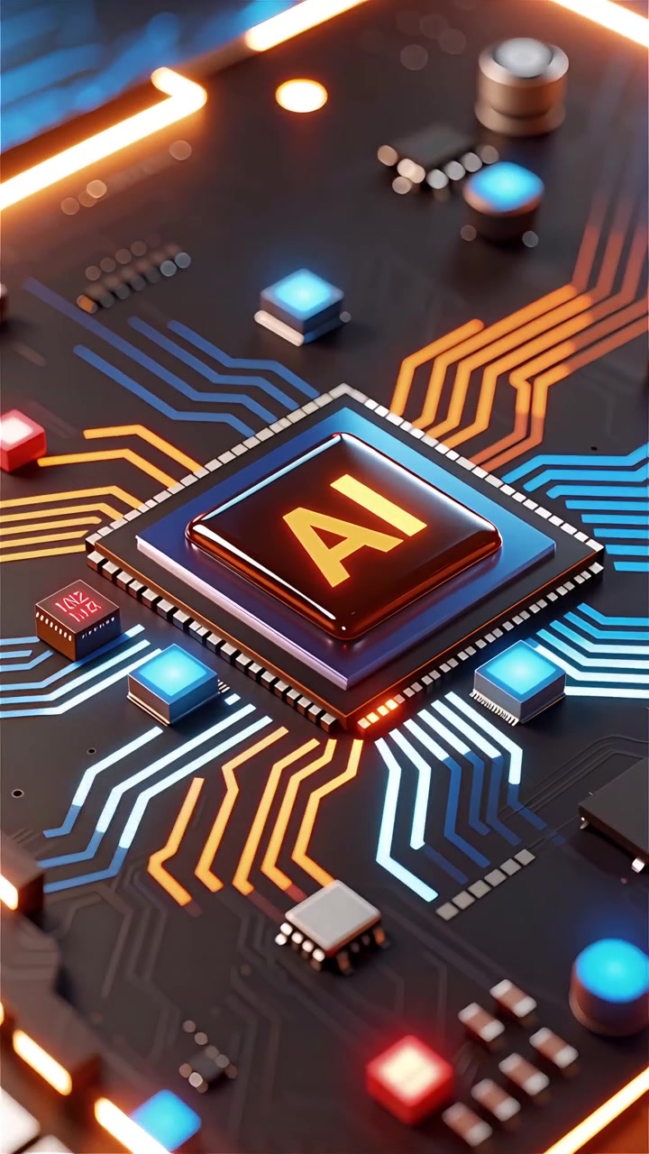 Futuristic AI Chip Motherboard Technology Background 4K