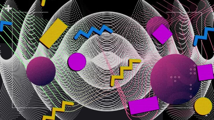 Animation of shapes on black background