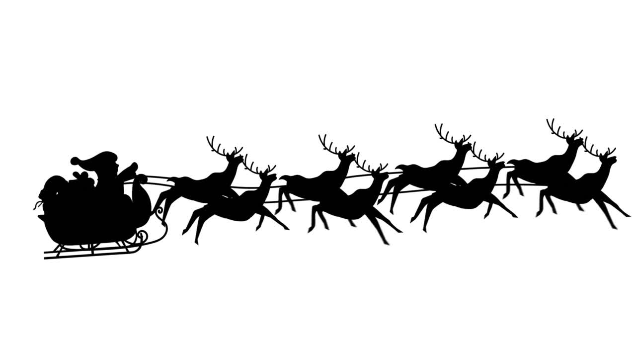 산타클로스의 검은 실루 ⁇ 의 디지털 애니메이션