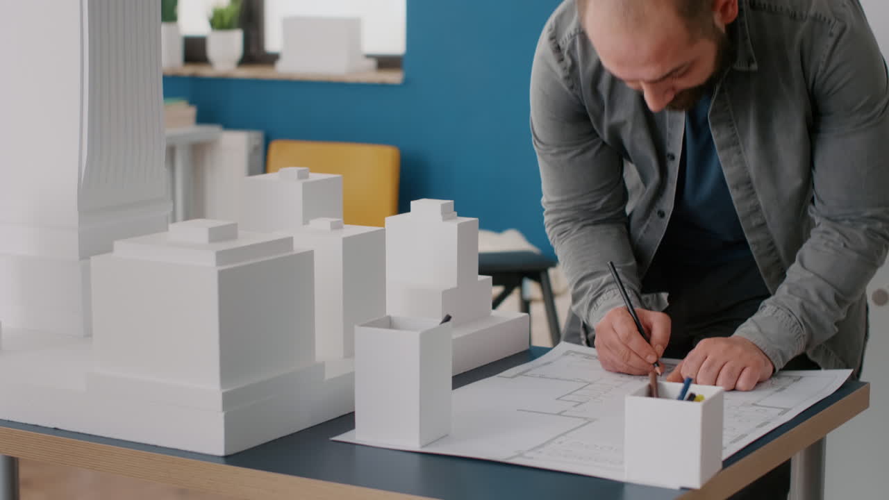 Architect working on building design