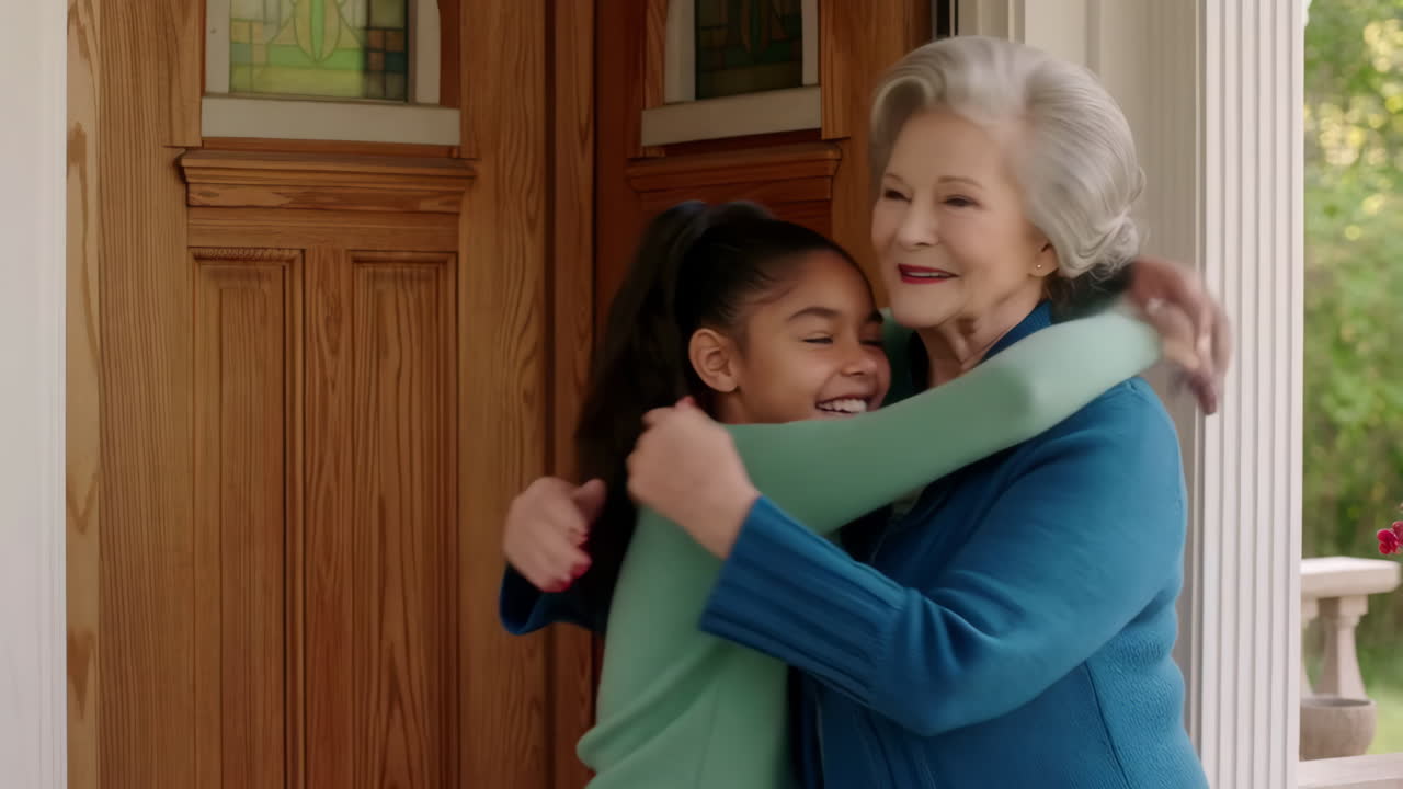 Grandmother and Granddaughter Sharing a Warm Hug