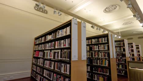 person browsing bookshelves in a library