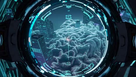 cyberpunk city brain scan