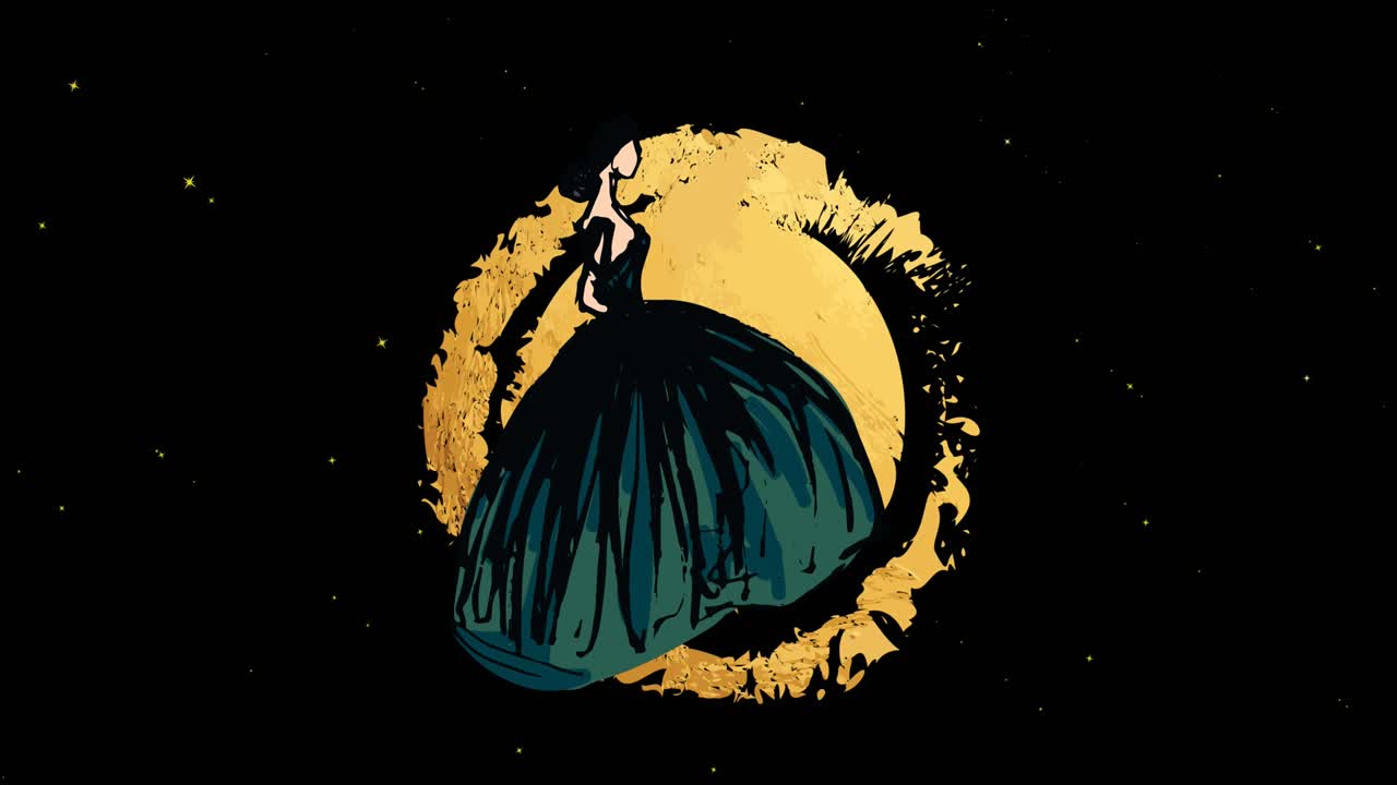 Animation of model over yellow circle on black background