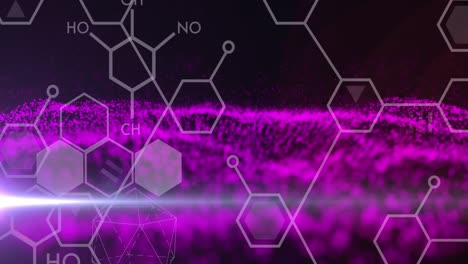 Animation-of-chemical-structures-with-purple-mesh-on-black-background