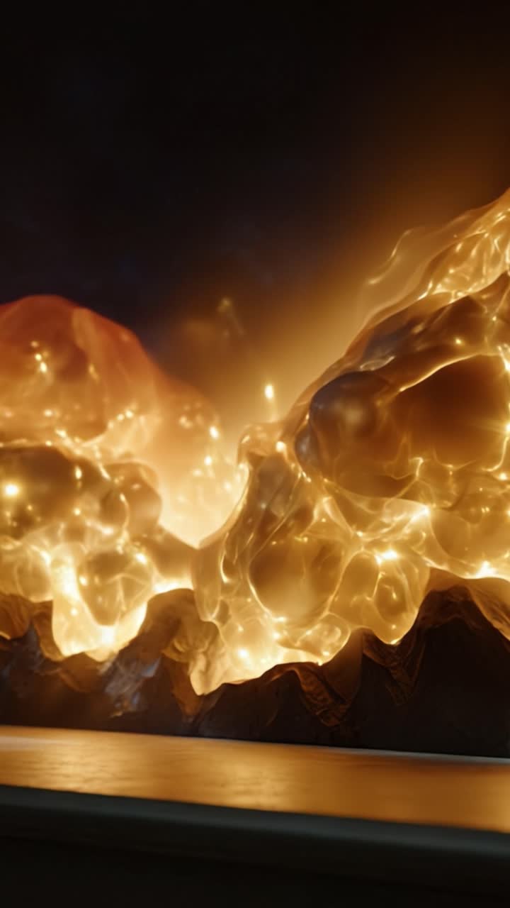 Affascinanti Onde Fluide di Luce e Colore: Uno Spettacolo Ipnotizzante di Movimento Fluido Dinamico con Tonalità Ardenti e Illuminazioni Brillanti.