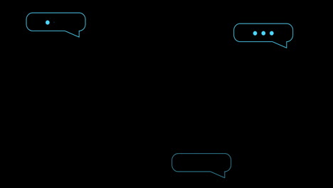 animación del procesamiento de datos ai en burbujas de voz sobre fondo negro