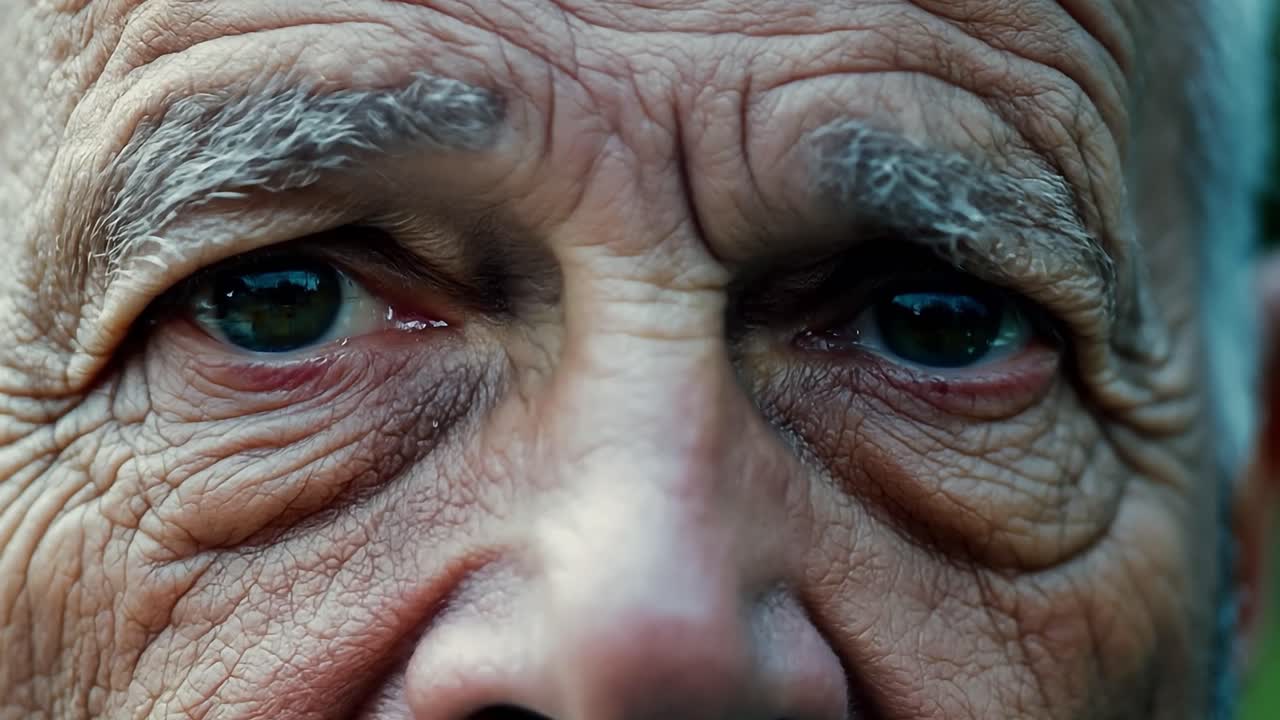 retrato en primer plano de los ojos de un anciano