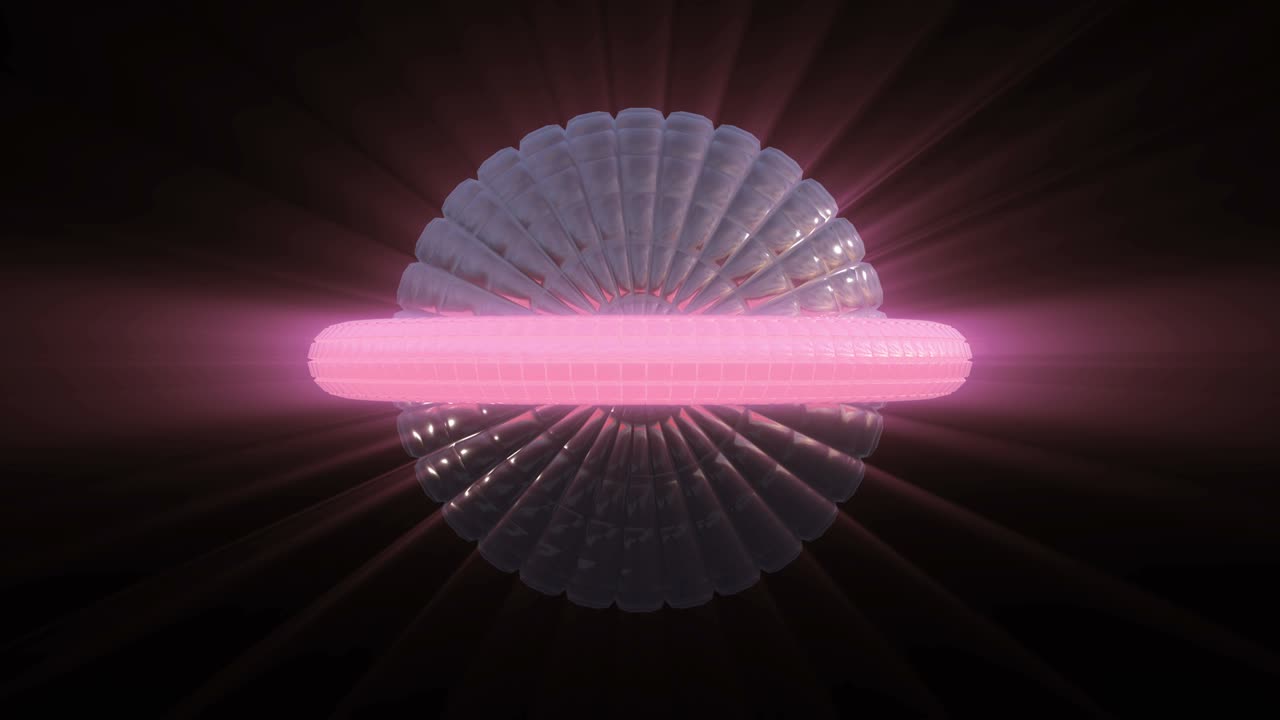 알파 채널을 가진 사각형으로 구성된 미래의 기하학적 공의 회전, 구를 중심으로 움직이는 네온 도, 원활한 패턴.