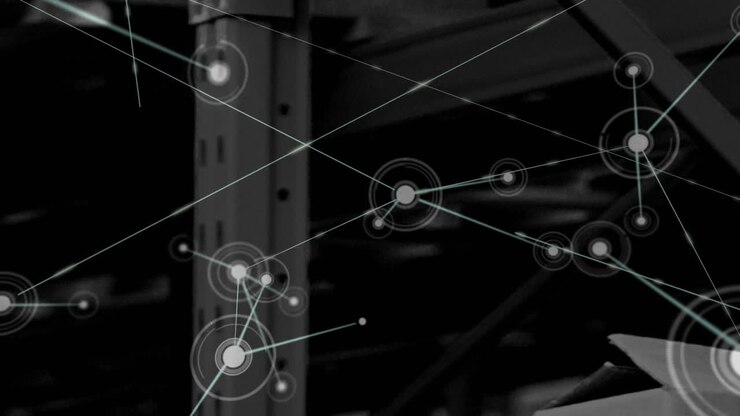 Animation of network of connections over warehouse