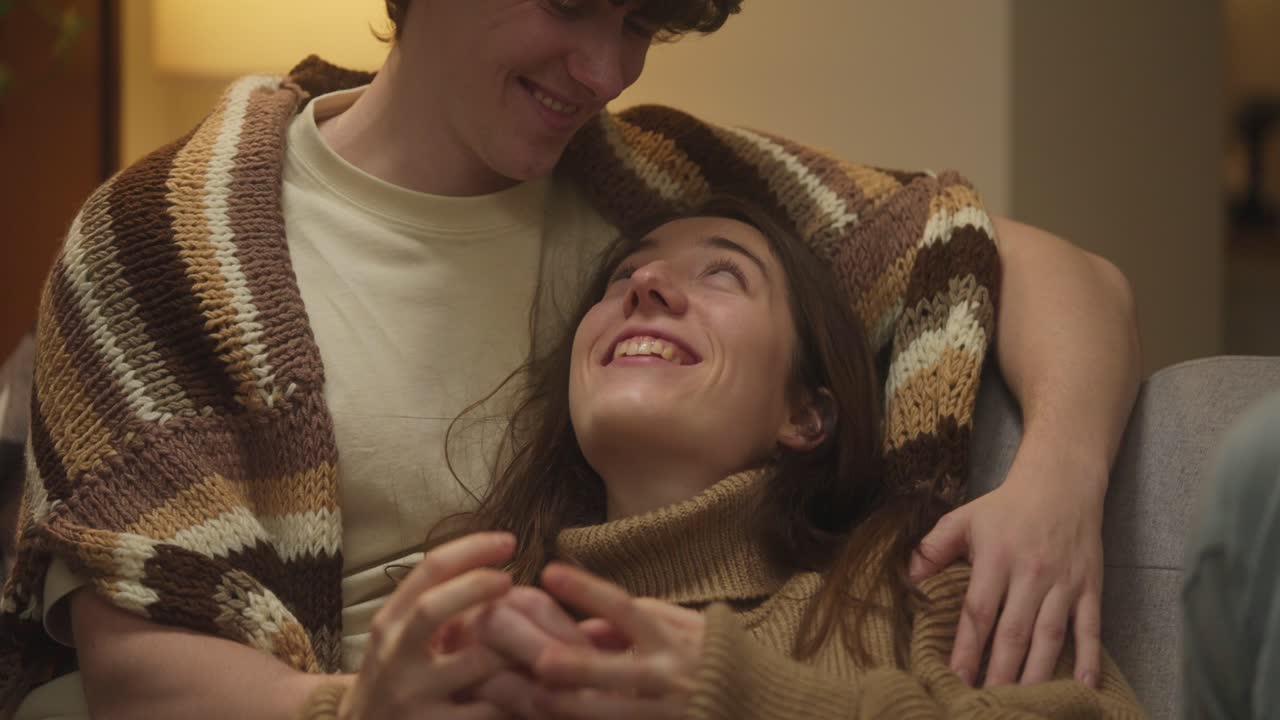 A young couple sharing an intimate moment together