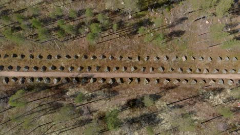 Three-rows-of-WW-2-Anti-Tank-Barriers