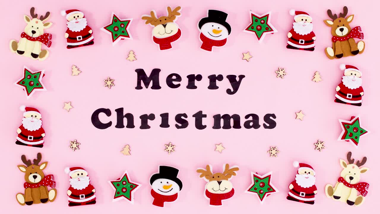 크리스마스 스티커 프레임과 함께 메리 크리스마스 정지 모션 애니메이션