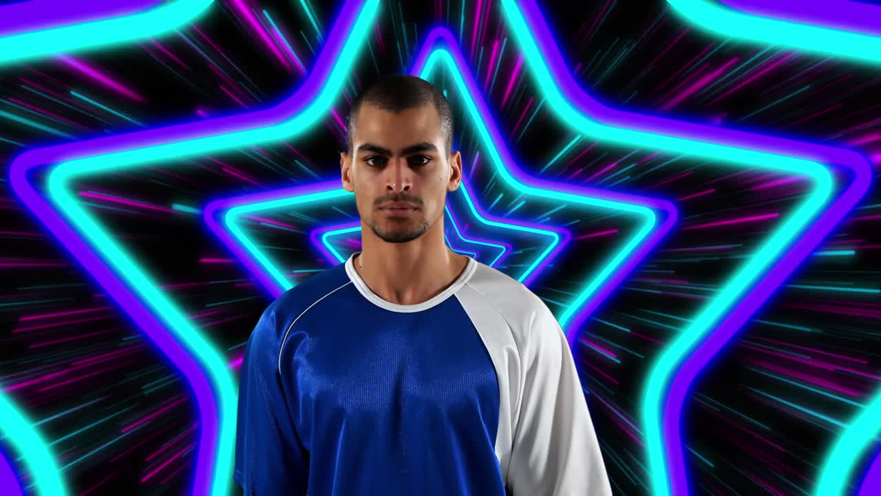 두 인종의 남성 아메리칸  ⁇ 볼 선수의 애니메이션