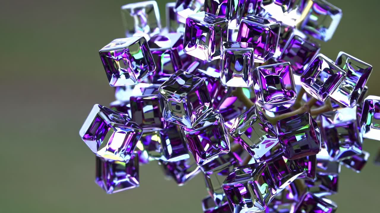 Abstract Cluster of Purple Geometric Cubes