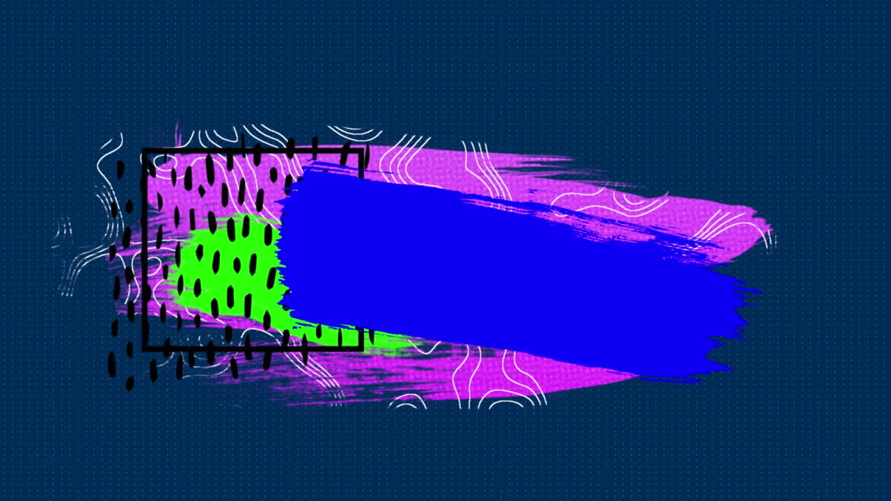 animación de formas coloridas que se mueven sobre un fondo azul