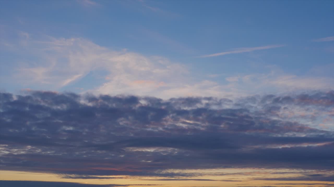 Time lapse of beautiful scenic dark blue moving clouds after the sunset, medium shot