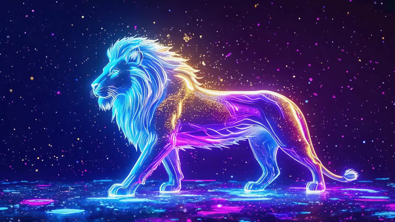 Neon Lion Digital Art