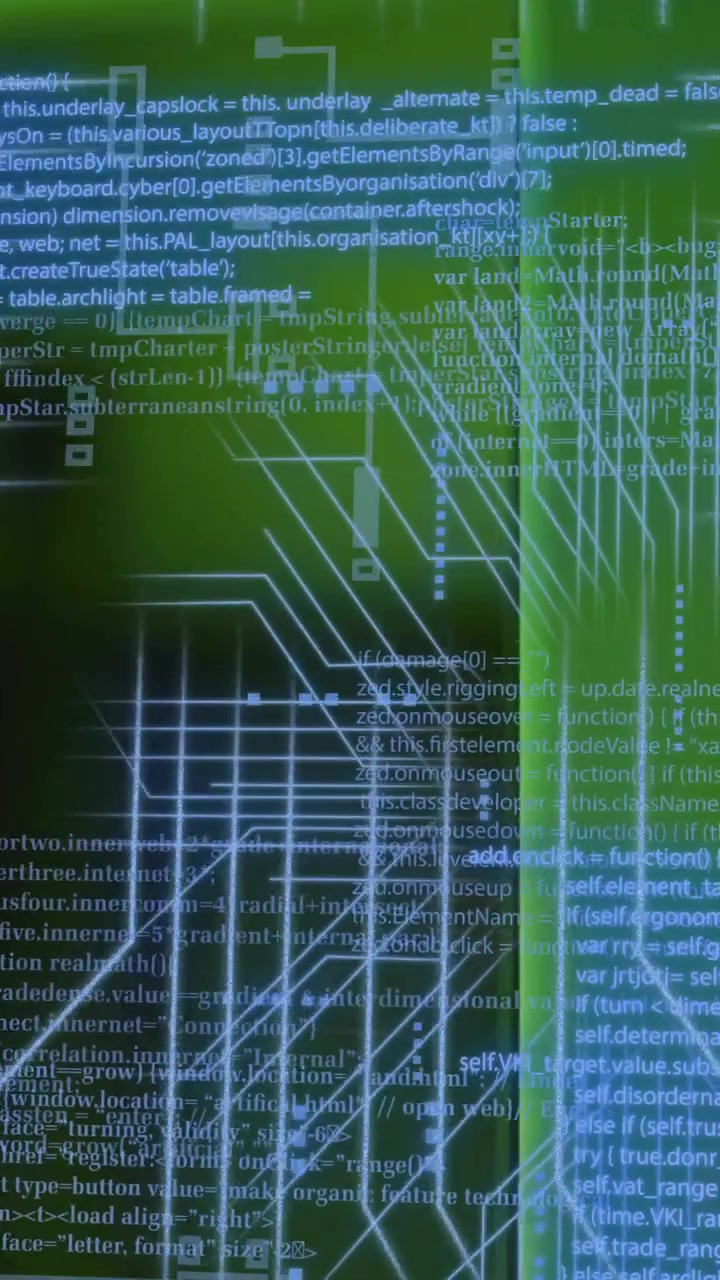 Animation of circuit board and data processing over computer servers