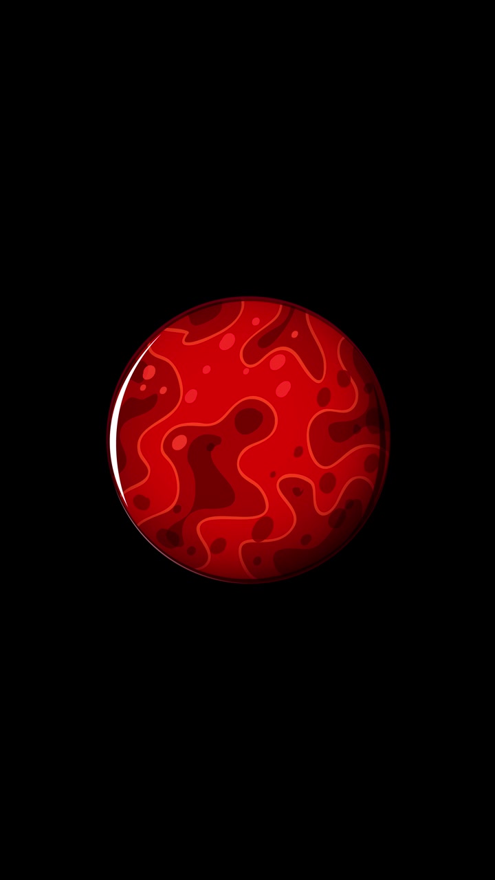 A red sphere morphs and shatters in a vibrant, abstract environment with bold color transitions