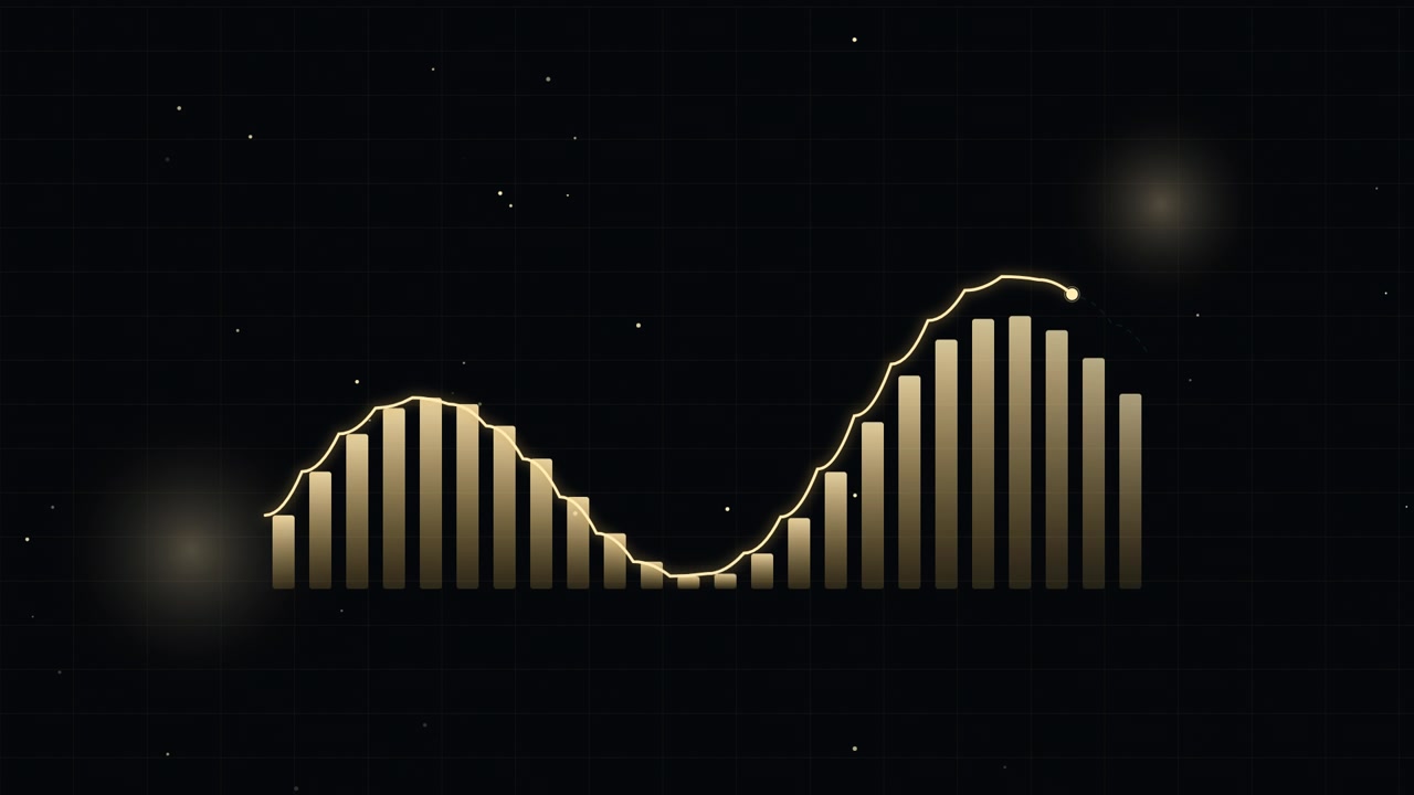Animated Golden Bar Chart Showing Financial Growth Trends