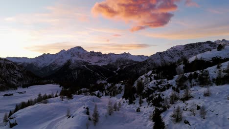 peaceful winter landscape of valmalenco dolomites mountains in valtellina, italy