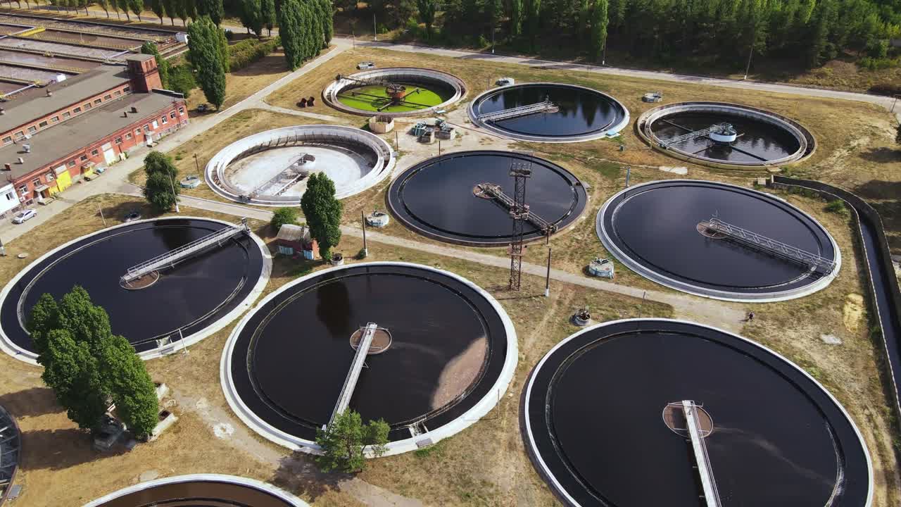 Sewage water basin clean. Wastewater treatment plant