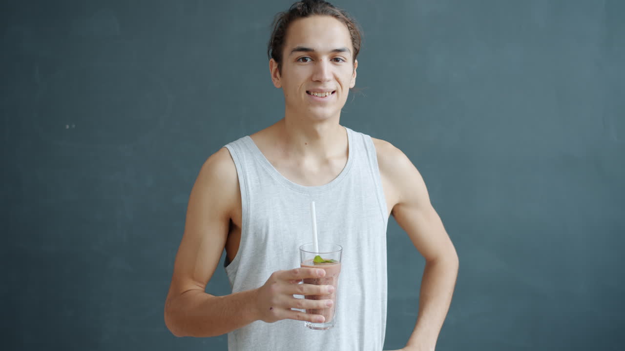 Man Drinking Smoothie