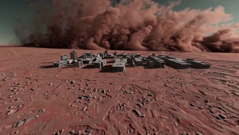abandoned city in a sandstorm
