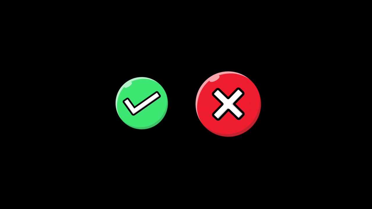 Green Checkmark and Red X Mark Icons on Black Background