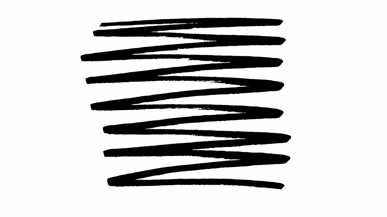 Motivo a linee a zigzag nere disegnato a mano su sfondo bianco