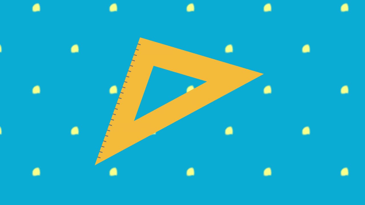 추상적인 패턴에 안경과 알람 시계와 함께 학교 텍스트로 돌아가는 지배자의 애니메이션