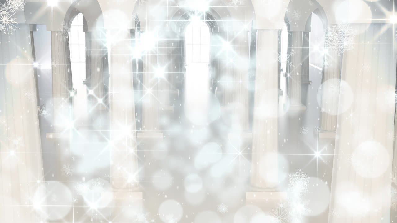 Lumisadetta ja bokeh-valojen jouluympyröitä