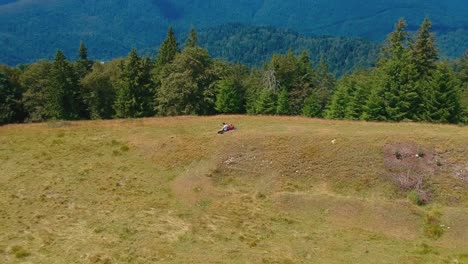 aerial circle with the drone after a hiking session