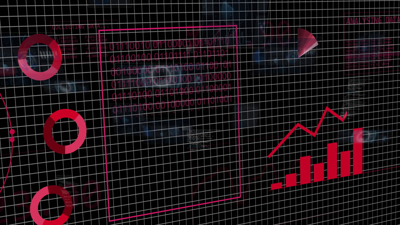 animación del procesamiento de datos digitales sobre fondo negro