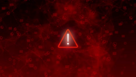 glowing red interface floating phone email lock icons alert symbol indicating threat error across